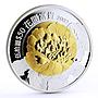 Hong Kong 50 dollars Good Luck Peony Flower Flora gilded silver coin 2002