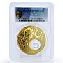 Niue 2 dollars Good Luck Horseshoe PR70 PCGS gilded silver coin 2013