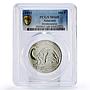 Saharawi 100 pesetas Prehistoric Animals Brontosaurus MS68 PCGS nickel coin 1993