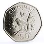 Gibraltar 50 pence Holidays Saints Christmas Bird proof CuNi coin 2009