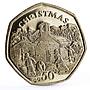 Isle of Man 50 pence Holidays Saints Christmas Snowball Fight CuNi coin 1996