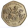 Gibraltar 50 pence Holidays Saints Christmas Santa Claus in a Car CuNi coin 1993