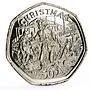 Isle of Man 50 pence Holidays Saints Christmas Children Sledding CuNi coin 1995