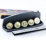 Tuvalu set of 5 coins Fighter Planes Evolution gilded silver coins 2006