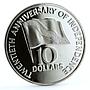 Trinidad and Tobago 10 dollars Independence National Flag proof silver coin 1982