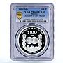 Mexico 100 pesos Encounter of Two Worlds Ships PR68 PCGS silver coin 1991