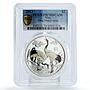 Niue 2 dollar Feng Shui Cranes Birds Fauna PR70 PCGS colored silver coin 2013