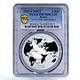 Russia 3 rubles Foundation of the United Nations Dove PR70 PCGS silver coin 2020