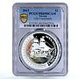 Tuvalu 1 dollar USS Constitution Ship Clipper PR69 PCGS colored silver coin 2012