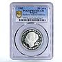 Bulgaria 20 leva Lyudmila Zhivkova Without Emblems PR67 PCGS silver coin 1982