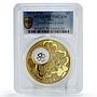 Niue 2 dollars Good Luck Symbols Clover Leaf PR70 PCGS gilded silver coin 2013