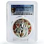 Niue 1 dollar Year of the Goat Animals Fauna PR70 PCGS colored silver coin 2015
