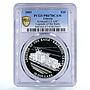 Liberia 20 dollars Railway Trains Locomotive Krokodil CE PR67 PCGS Ag coin 2001