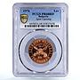 Bulgaria 1 lev April Uprising Against Turks PR68 PCGS bronze coin 1976