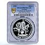 Ecuador 5000 sucres Horseman Condor Bird Fauna PR67 PCGS silver coin 1999