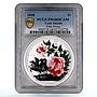 Cook Islands 1 dollar Magnificent Peony Pink Flower PR68 PCGS silver coin 2008