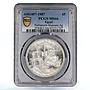 Egypt 5 pounds Parliament Museum Building Art Car MS66 PCGS silver coin 1987