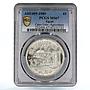 Egypt 5 pounds Cairo Agriculture University Worker Ox MS67 PCGS silver coin 1989