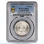 Czechoslovakia 50 korun 3d Anniversary of Slovak Uprising MS64 PCGS Ag coin 1947