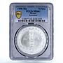 Mexico 5 pesos Precolombina Sacerdote Toltec Statue MS66 PCGS silver coin 1998