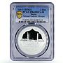 Russia 3 rubles Akhmad Kadyrov Mosque Architecture PR69 PCGS silver coin 2015