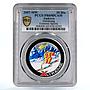 Andorra 10 diners Extreme Sports Heliskiing PR69 PCGS colored silver coin 2007