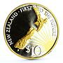 New Zealand 10 dollars 1st to the Future Sun Emblem Map gilded silver coin 2000