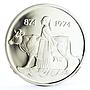 Iceland 500 kronur 1100 Years of 1st Settlement Woman Cow proof silver coin 1974