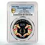 Niue 1 dollar Lunar Year of the Horse Horseshoe PR68 PCGS gilded Ag coin 2014