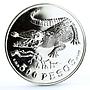 Colombia 500 pesos Endangered Wildlife Crocodile Fauna silver coin 1978