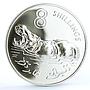 Gambia 8 shillings Endangered Wildlife Hippopotamus Fauna proof silver coin 1970