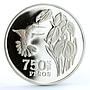 Colombia 750 pesos Endangered Wildlife Colibri Bird Fauna proof silver coin 1978