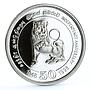 Sri Lanka 1000 rupees 50 Years of Independence Lion Statue silver coin 1998