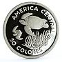 Costa Rica 50 colones Conservation of Nature Green Turtle proof silver coin 1974