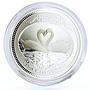 Cook Islands 2 dollars Love is Precious Swans Birds colored silver coin 2008