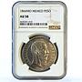 Mexico 1 peso Maximiliano I AU58 NGC silver coin 1866