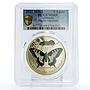 Abkhazia 3 apsars Local Fauna Papilio Machaon Butterfly MS69 PCGS Ni coin 2021