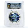 Palau 5 dollars Marine Life Protection Blue Fish Fauna PR69 PCGS Ag coin 2004