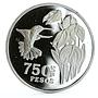 Colombia 750 pesos Endangered Wildlife Colibri Bird Fauna proof silver coin 1978