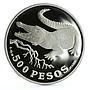 Colombia 500 pesos Endangered Wildlife Crocodile Fauna proof silver coin 1978