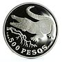 Colombia 500 pesos Endangered Wildlife Crocodile Fauna proof silver coin 1978