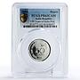 India 1 rupee 150 Years National Postal Service PR63 PCGS silver coin 2004