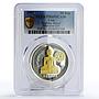 Laos 50 kip Religion Buddhism Buddha Wheel PR69 PCGS gilded silver coin 1997