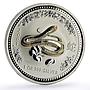 Australia 1 dollar Lunar Calendar I Year of the Snake gilded silver coin 2001