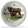 Australia 1 dollar Lunar Calendar series II Year of the Ox colored Ag coin 2009