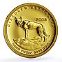 Australia 5 dollars Discovers Dingo Dog Animals Fauna proof gold coin 2008