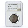 Philippines 50 centimos King Alfonso XII Coat of Arms AU55 NGC silver coin 1885