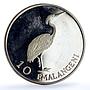 Swaziland 10 emalangeni King Sobhuza II Heron Bird silver coin 1975