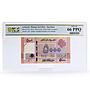 Lebanon 5000 livres Red Arabic Overprint Cedar Tree PPQ66 PCGS UNC banknote 2014