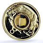 Cook Islands 1 dollar Gemstone Zodiac Signs series Taurus gilded Ag coin 2003